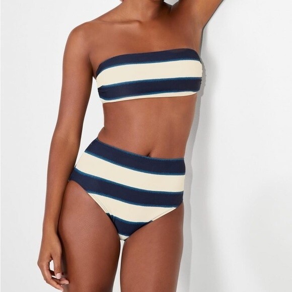 NWT Kate Spade Awning Stripe Bandeau Bikini Swimsuit Blazer Blue Size Small NEW - Picture 5 of 16